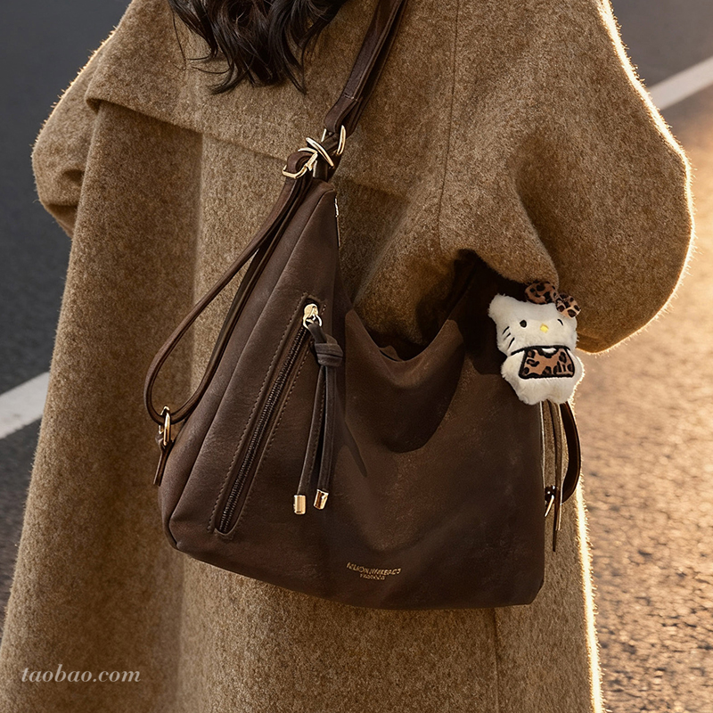 复古大容量托特包通勤双肩包