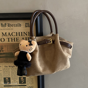 秋冬超火小众麂皮绒包包女2026新款 手提包hobo小拎包 百搭斜挎时尚