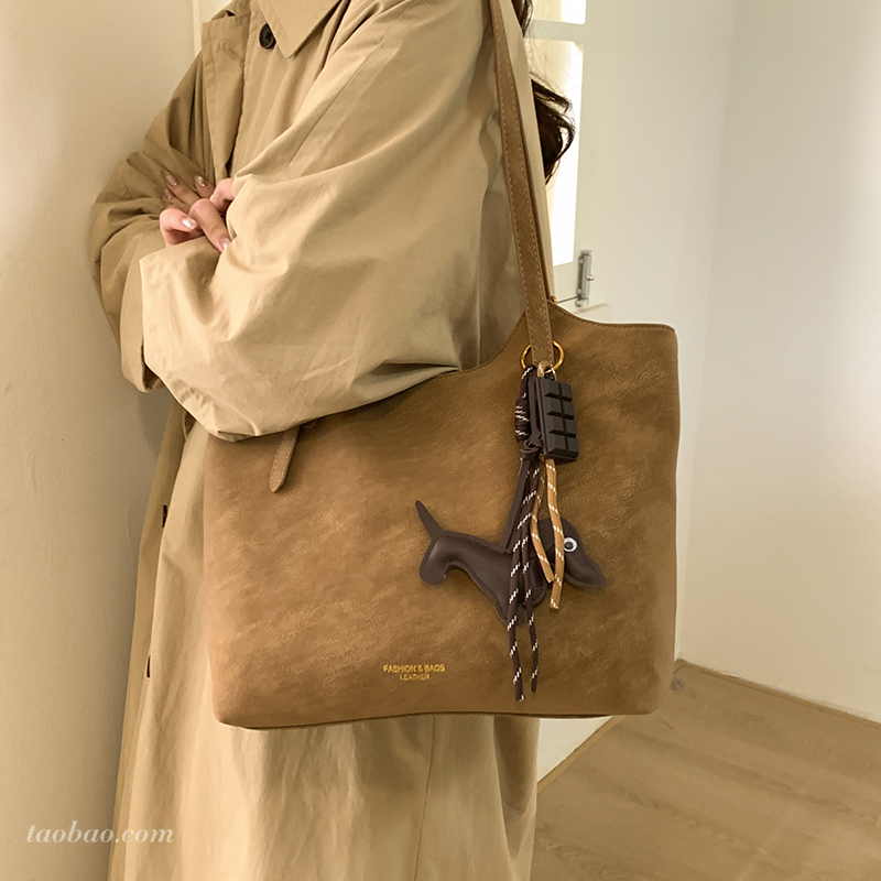 复古麂皮托特包女大容量