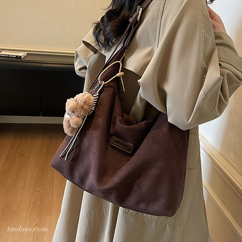 复古麂皮绒大容量托特包