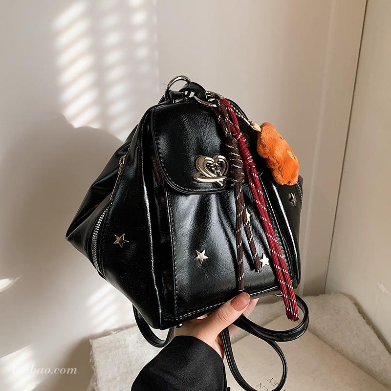 秋冬季油蜡皮复古小包包女2025新款百搭双肩后背包多用单肩斜挎包