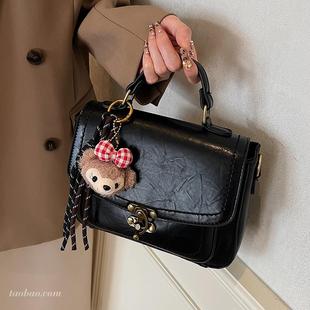 超火手提小方包 百搭斜挎包时尚 高级感复古小包包女2025新款 秋冬季