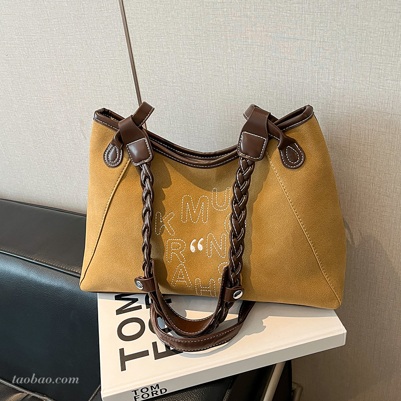 秋冬麂皮绒通勤托特包