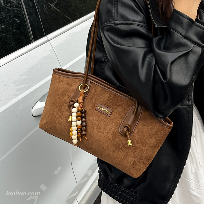 复古大容量麂皮绒包包2025新款通勤百搭女士单肩腋下包手提托特包,箱包皮具/热销女包/男包,通用款女包,淘宝优惠券,粉丝福利购,淘宝优惠卷