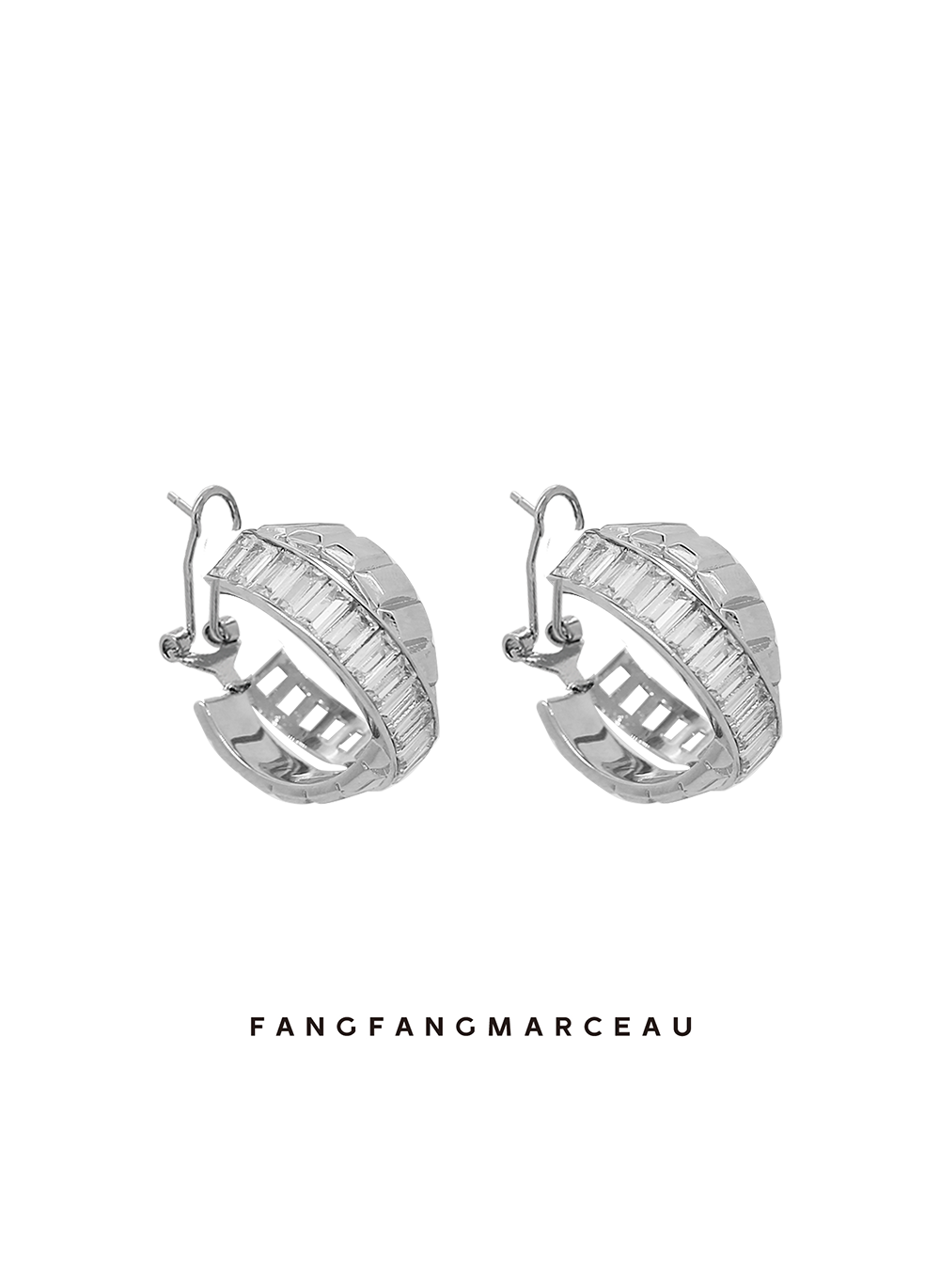 【官方直营】FANGFANGMARCEAU林允同款极简冰块双链条排钻耳饰