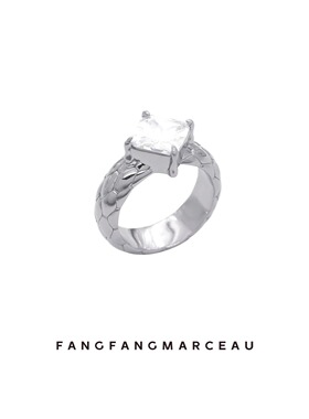 【官方直营】FANGFANGMARCEAU金晨同款S925银高级感蛇纹方钻戒指