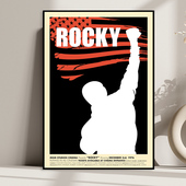 饰画 电影海报装 励志书房搏击拳击馆有框酒吧挂画 经典 Rocky洛奇