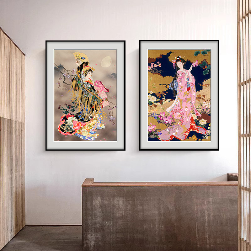 日本浮世绘装饰画和风日式料理店酒屋挂画料理店仕女图和服壁画
