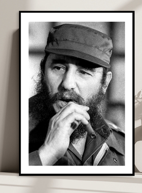 Fidel Castro 菲德尔卡斯特罗 古巴革命家伟人名人装饰画雪茄挂画