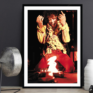Jimi Hendrix 吉米亨德里克斯海报摇滚明星吉他琴房酒吧装饰画