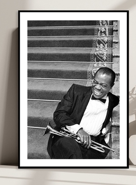 Louis Armstrong 爵士乐手小号手演奏家装饰画乐器店音乐酒吧挂画