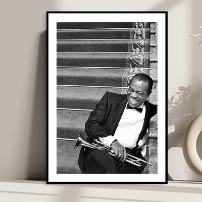 Louis Armstrong 爵士乐手小号手演奏家装饰画乐器店音乐酒吧挂画