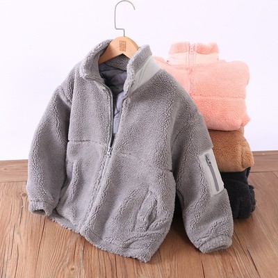 颗粒绒夹棉中大童棉衣外套亲子装