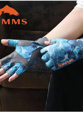 24年新款SIMMS钓鱼手套冰丝矶钓路亚手套露三指耐磨船钓防割速干