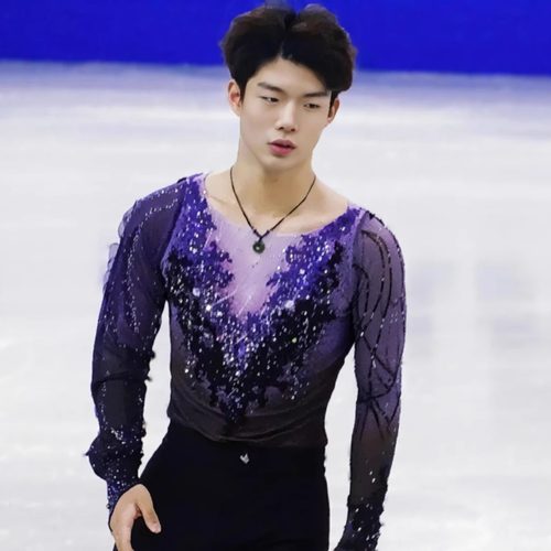 花样滑冰服装花样滑冰表演服儿童成人男款渐变