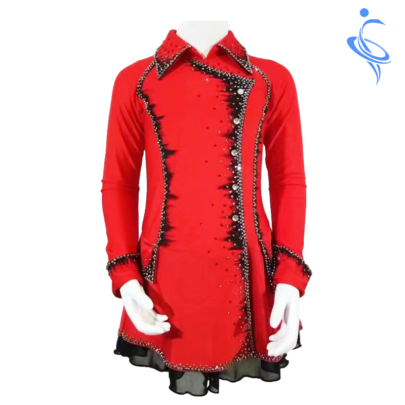 花样滑冰服女成人儿童红色考斯滕专业定制溜冰轮滑比赛考级演出服