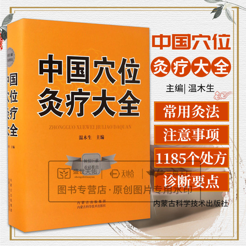 中国穴位灸疗大全 温木生著 穴位灸疗的相关理论和操作基础 如源流与发展治疗机理特点与作用热证可灸论等 内蒙古科学技术出版社