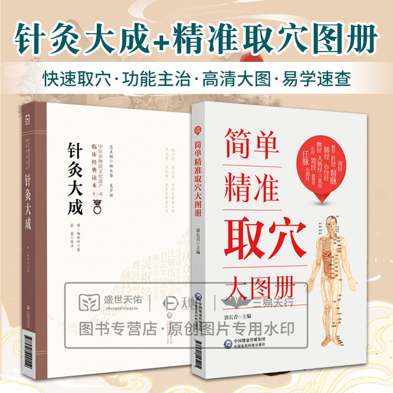 全2册 针灸大成 中医非物质文化遗产临床经典读本第2二辑+简单精准取穴大图册 中国医药科技出版社 零基础找穴取穴推拿