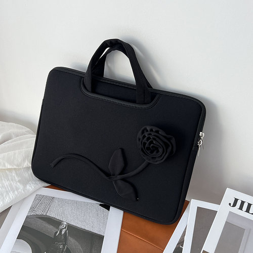 原创小众设计复古手工定制高级感玫瑰花笔记本电脑收纳包14寸手提11寸平板15.6寸苹果Mac内胆包
