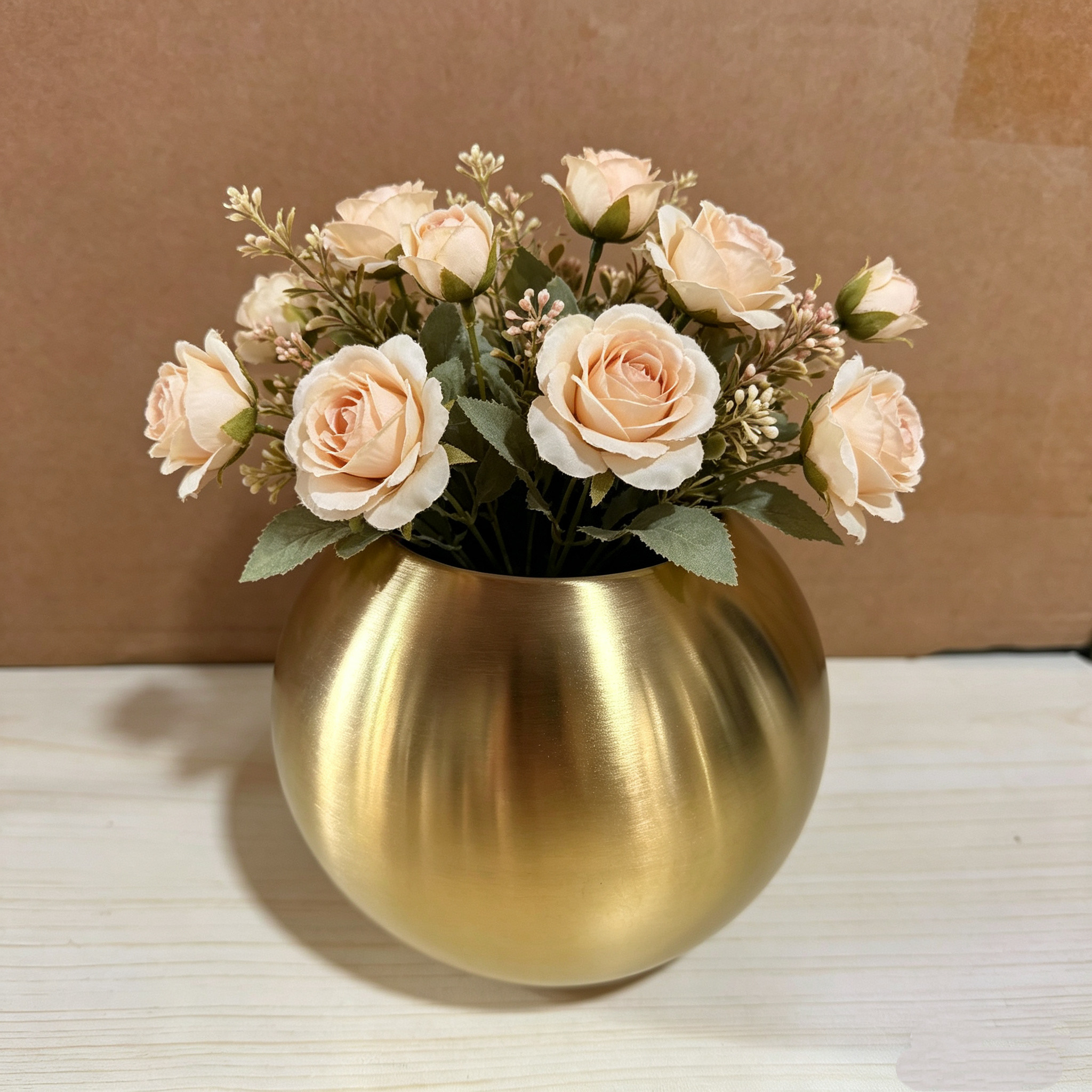 不锈钢金属小花瓶轻奢球形桌面现代简约插干花器摆件家居饰品装饰
