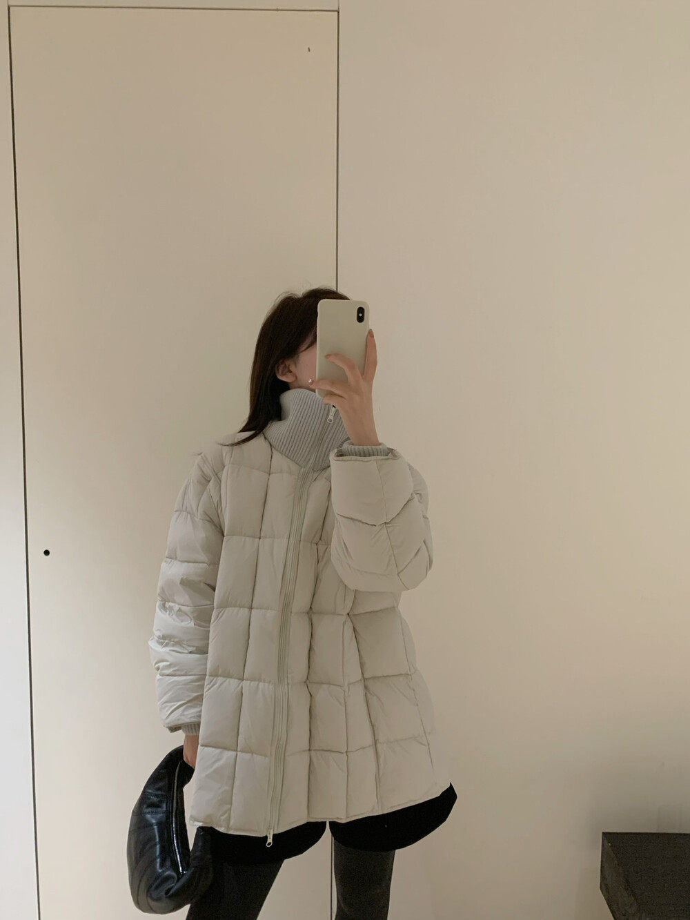 吉姆姐姐 enjoyable家正品 韩系百搭舒适蛮厚的毛线领拼接羽绒服