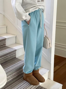 吉姆姐姐 here imprint 时尚百搭显瘦加绒款卫裤