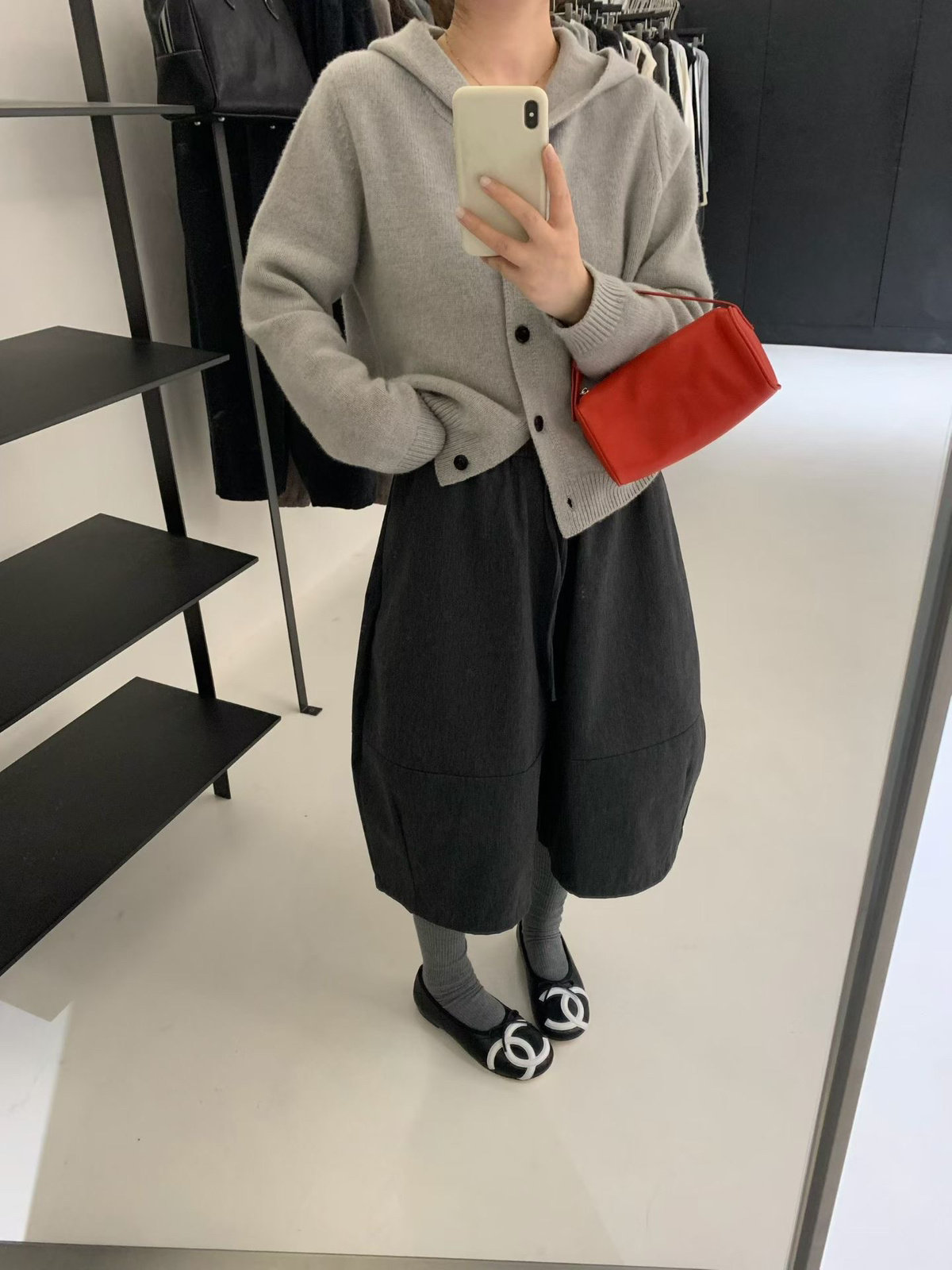 吉姆姐姐 AT THE BRUSH正品 韩系单排扣连帽全羊毛针织开衫