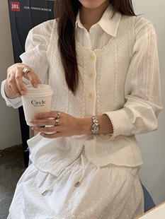 吉姆姐姐 100羊毛钩花背心马甲 秋上新 韩风气质甜美款