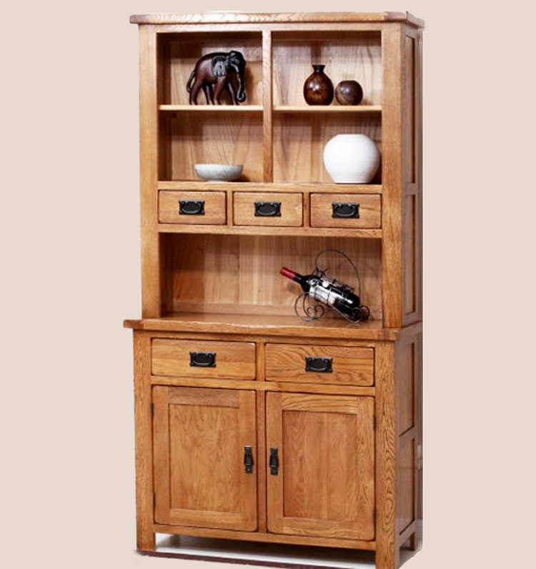 欧美全实木家具白橡木两门书餐边柜厨房碗酒柜陈设柜客餐厅茶水柜