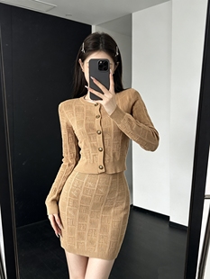 秋装搭配一整套时尚小香风针织开衫包臀吊带裙子两件套装春季女装