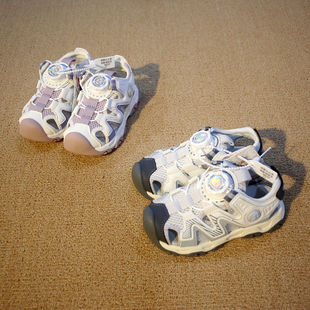 婴芬特夏季包头纽扣凉鞋儿童机能鞋男童女童运动防踢防滑27-31码
