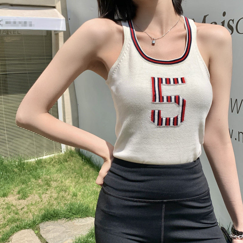 Real shooting real price suspender vest is loose, white spice girl with backing inside and knitting top outside