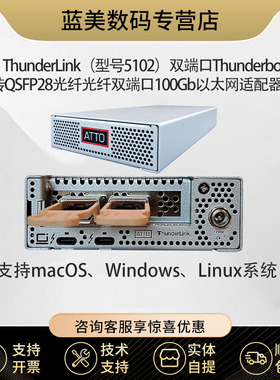 ATTO  ThunderLink（型号5102）双端口Thunderbolt™ 5转QSFP28光纤光纤双端口100Gb以太网适配器