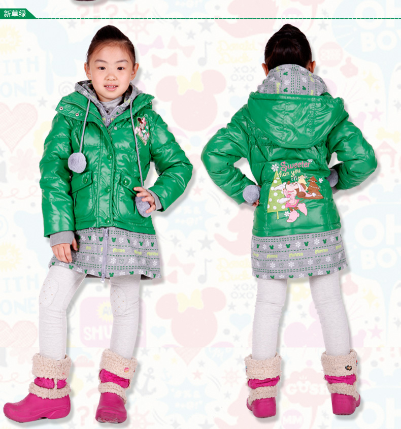 儿童羽绒服中长款厚款迪士尼女童