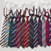 基础日系条纹jk 男女配饰儿童 dk免打领带学院风学生红绀灰蓝衬衫