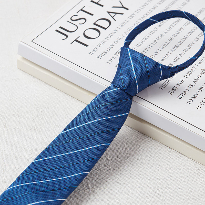 6cm窄版拉链领带男女商务正装职业 新郎结婚黑色一拉得免打潮休闲