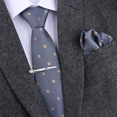 8cm拉链款 蓝色花朵男士 领带商务正装 新郎结婚复古领带