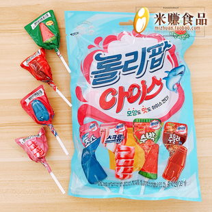 4袋西瓜可乐鲨鱼混合水果味糖果 韩国进口乐天冰淇淋棒棒糖132g