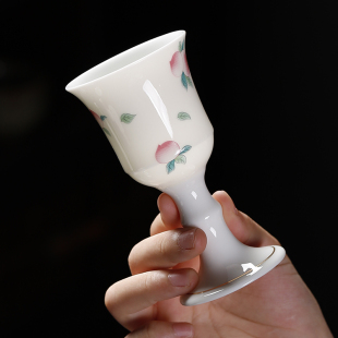 一两大号高脚杯羊脂玉陶瓷白酒烈酒杯家用餐厅中式酒盅敬酒杯定制