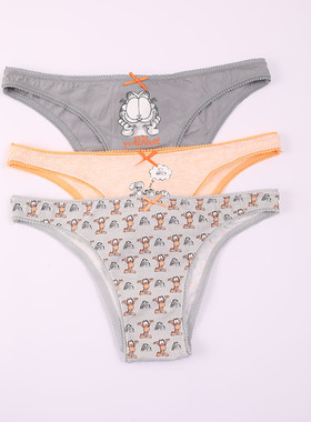 k3571 西班牙单纯棉半臀卡通可爱加菲猫半臀内裤 S M L