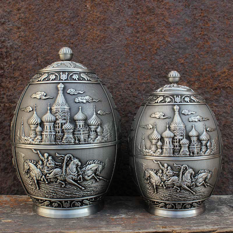 瓦西里锡制茶叶罐锡罐 欧式青铜色复古茶叶筒 城堡锡器金属茶叶盒,餐饮具,茶叶罐,淘宝优惠券,粉丝福利购,淘宝优惠卷