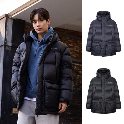 DISCOVERY韩国代购25冬男户外休闲轻量防风防水中长款鹅绒羽绒服