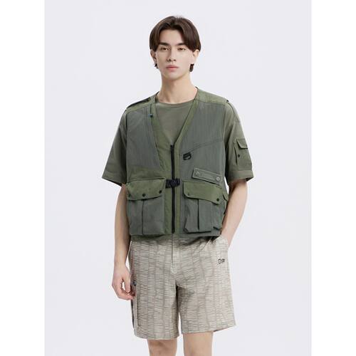 韩国代购NATIONAL男春夏速干尼龙户外休闲衣轻便耐用多口袋马甲N2