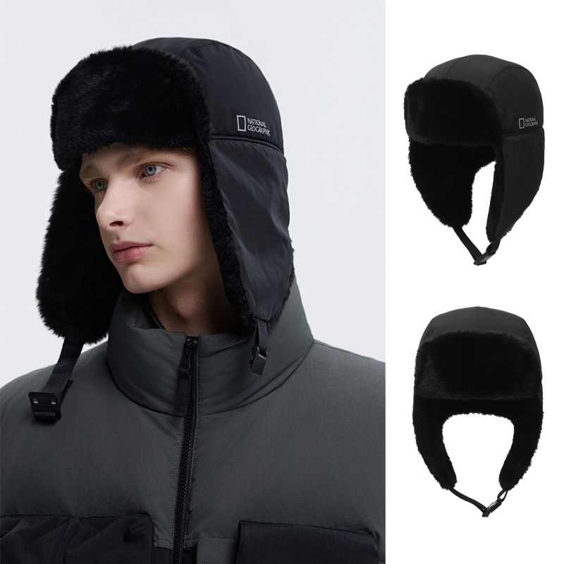 NATIONAL国家地理韩国代购25冬男女运动休闲加绒保暖护耳雷锋帽