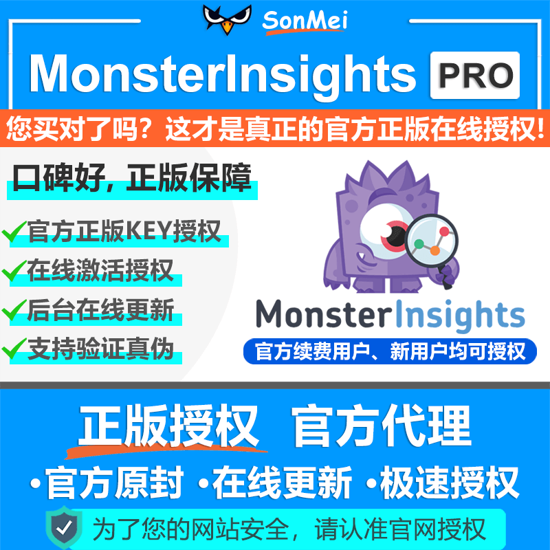 MonsterInsights Pro官方正版Key授权自动升级 网站数据跟踪分析