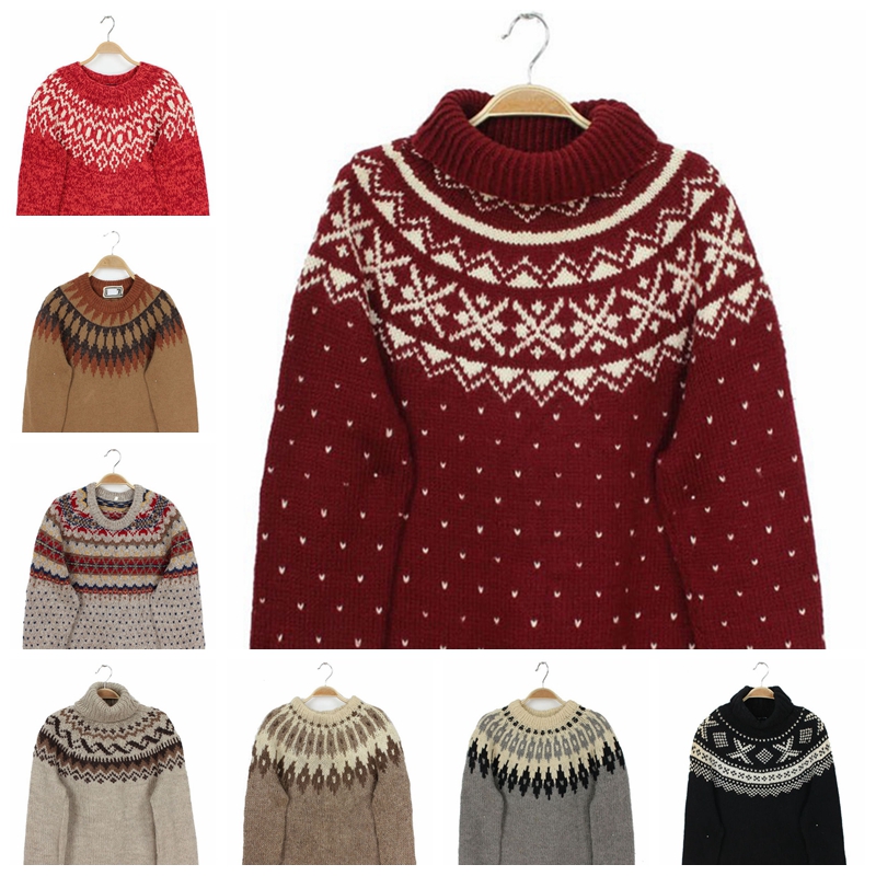 古着粗棒针编织毛衣费尔岛摩天轮