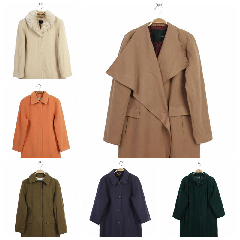 vintage古着孤品复古日本制文艺范羊毛呢大衣 糖果色少女修身百搭