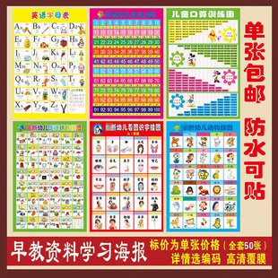 包邮早教资料墙贴加减乘除法口诀表英语字母表汉语拼音表海报挂图