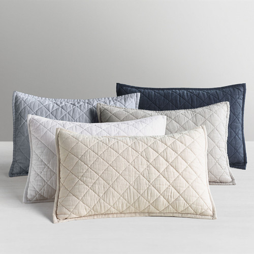 简约大气纯色绗缝棉枕套纯亚麻