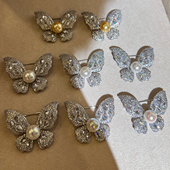 福利价 施家人造AK天女极光澳白珍珠蝴蝶胸针满钻镶嵌轻奢别针